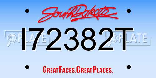 I72382T South Dakota License Plate