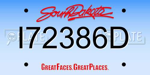 I72386D South Dakota License Plate