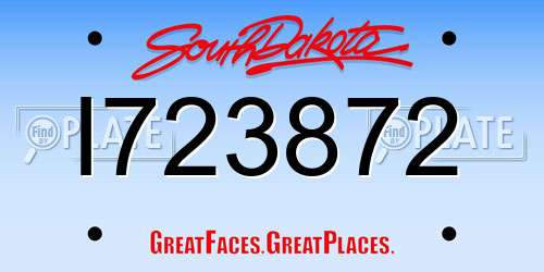 I723872 South Dakota License Plate
