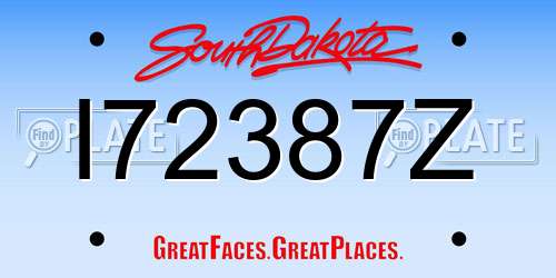 I72387Z South Dakota License Plate
