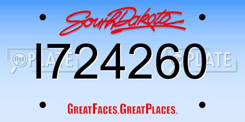 I724260 South Dakota License Plate
