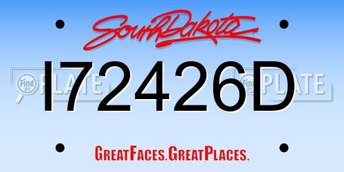 I72426D South Dakota License Plate