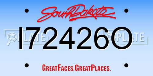 I72426O South Dakota License Plate