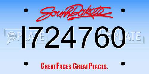 I724760 South Dakota License Plate