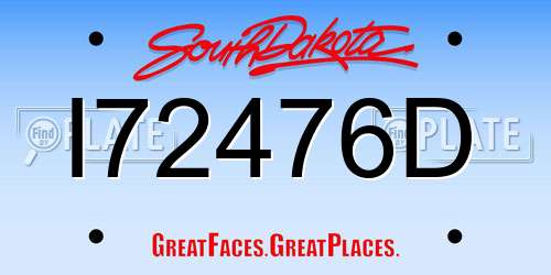 I72476D South Dakota License Plate