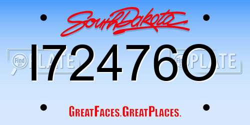I72476O South Dakota License Plate