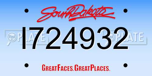 I724932 South Dakota License Plate