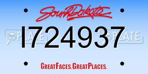 I724937 South Dakota License Plate