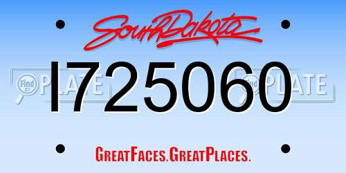 I725060 South Dakota License Plate