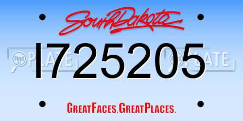 I725205 South Dakota License Plate