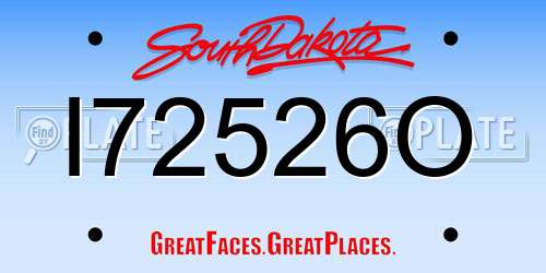 I72526O South Dakota License Plate