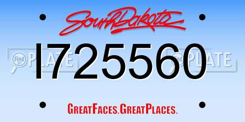 I725560 South Dakota License Plate