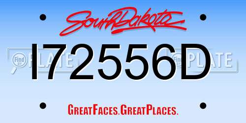 I72556D South Dakota License Plate