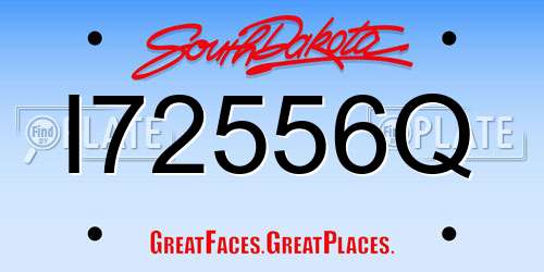 I72556Q South Dakota License Plate
