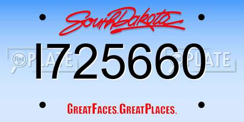 I725660 South Dakota License Plate