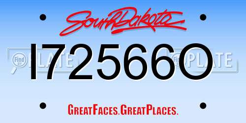 I72566O South Dakota License Plate