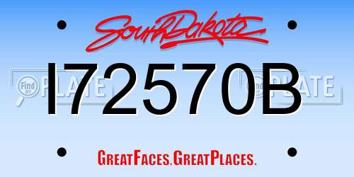 I72570B South Dakota License Plate