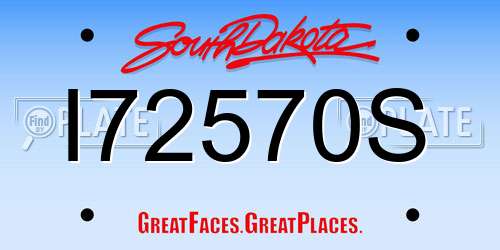 I72570S South Dakota License Plate