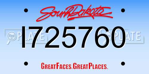 I725760 South Dakota License Plate