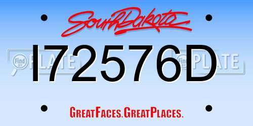 I72576D South Dakota License Plate