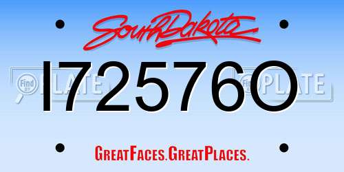 I72576O South Dakota License Plate