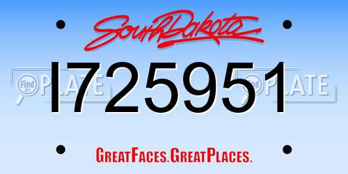 I725951 South Dakota License Plate