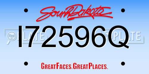 I72596Q South Dakota License Plate