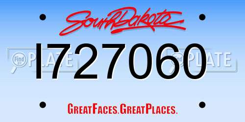 I727060 South Dakota License Plate