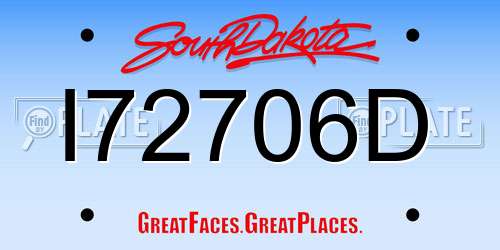 I72706D South Dakota License Plate