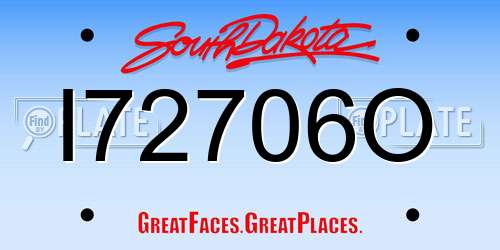 I72706O South Dakota License Plate