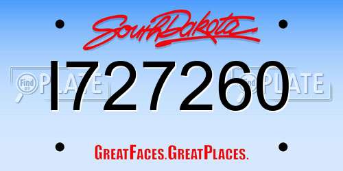 I727260 South Dakota License Plate