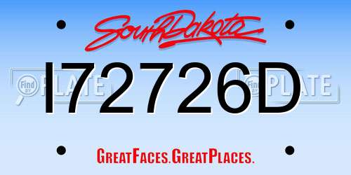 I72726D South Dakota License Plate
