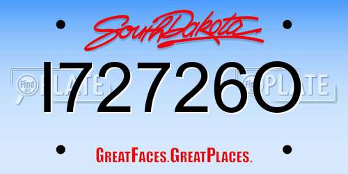 I72726O South Dakota License Plate