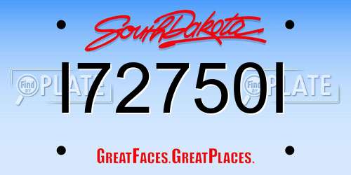 I72750I South Dakota License Plate