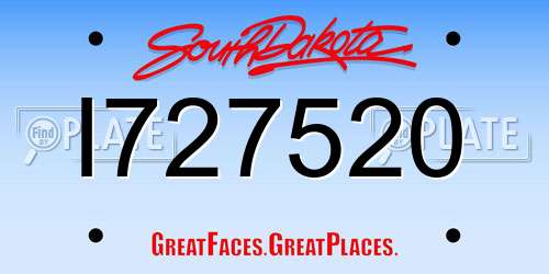 I727520 South Dakota License Plate