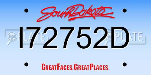 I72752D South Dakota License Plate
