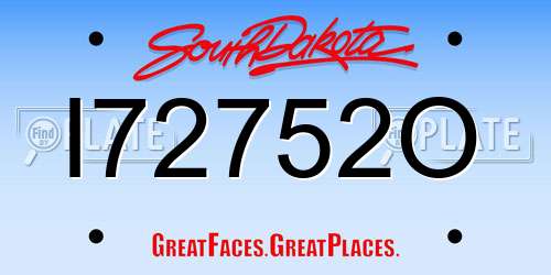 I72752O South Dakota License Plate
