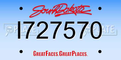 I727570 South Dakota License Plate