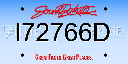 I72766D South Dakota License Plate