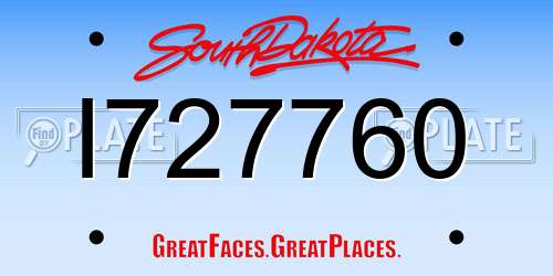 I727760 South Dakota License Plate