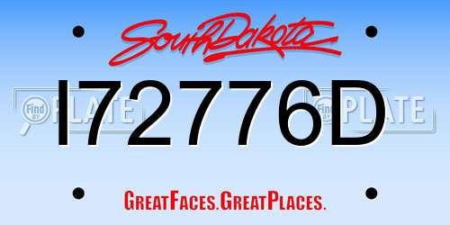 I72776D South Dakota License Plate