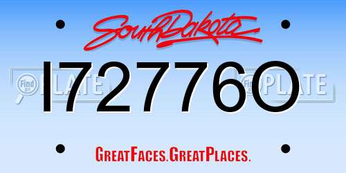I72776O South Dakota License Plate