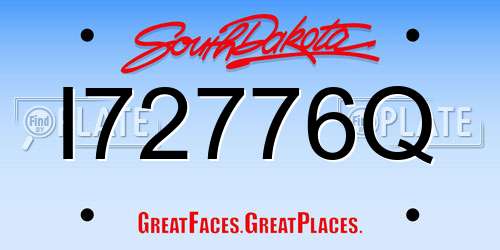 I72776Q South Dakota License Plate