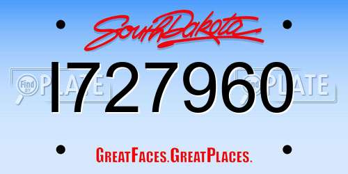 I727960 South Dakota License Plate