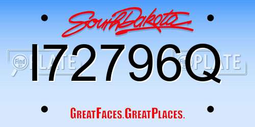 I72796Q South Dakota License Plate