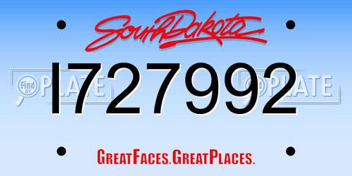 I727992 South Dakota License Plate