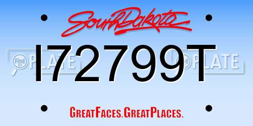 I72799T South Dakota License Plate