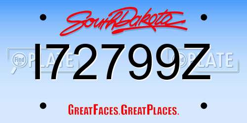 I72799Z South Dakota License Plate