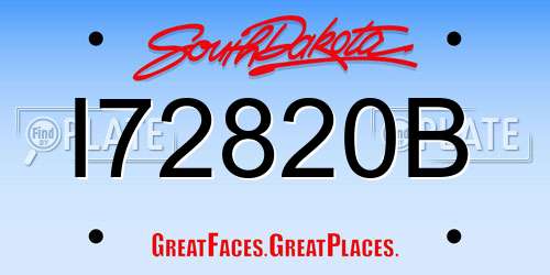 I72820B South Dakota License Plate