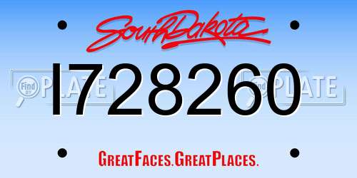 I728260 South Dakota License Plate
